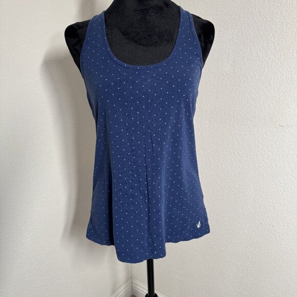 Volcom Blue Polka Dot Racerback Tank Top M/12 Cotton Modal Blend Womens Sleevele - Picture 5 of 8